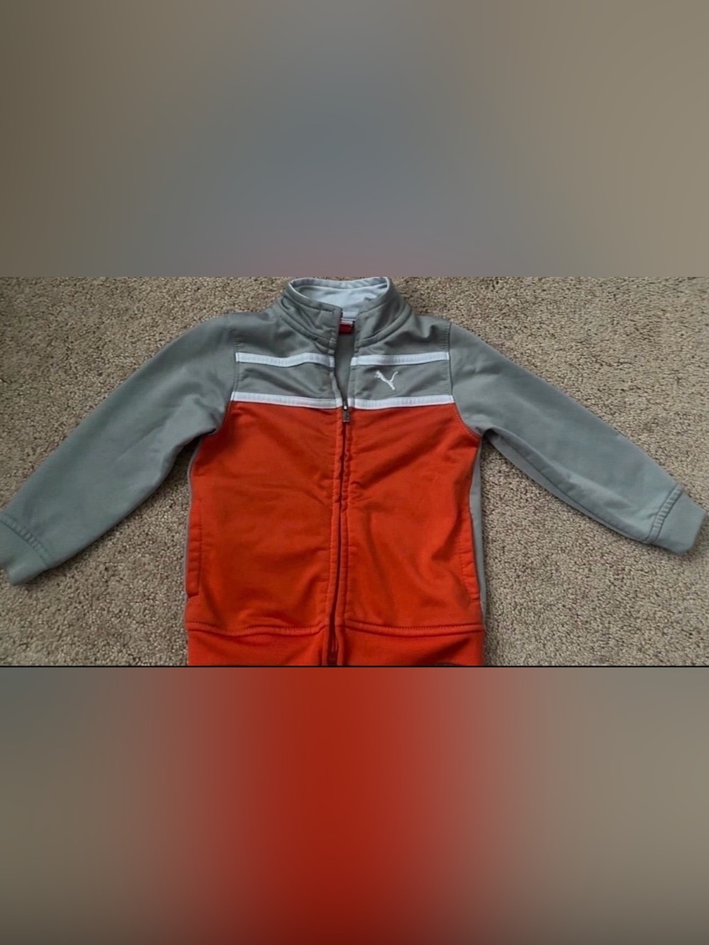 24 Months Puma Kids' Orange & Gray Zip-Front Track Jacket